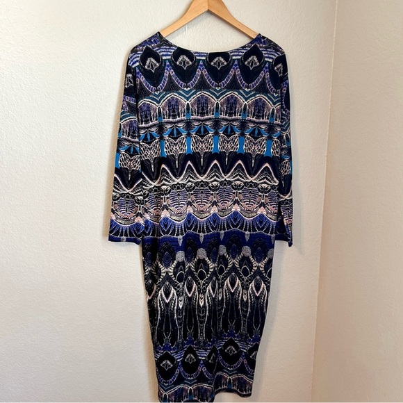 NWT, Solar Multi Pattern and Colorful Long Sleeve Midi Dress, Size 42 (10) - Picture 5 of 8